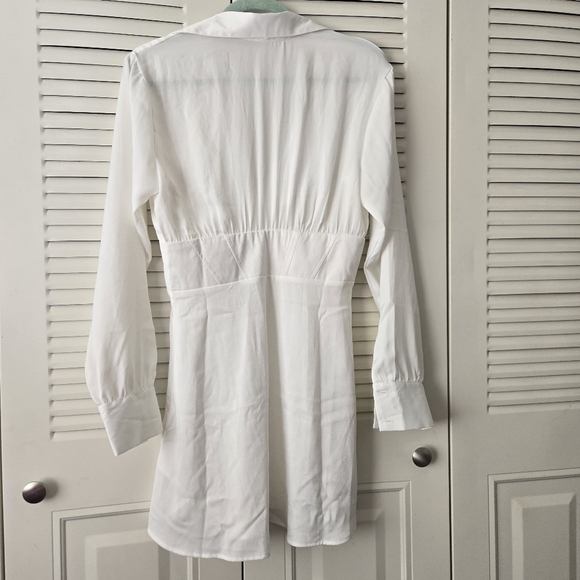 URBAN OUTFITTERS Phoebe Corseted Shirt Dress White Size M #242 - Picture 6 of 9